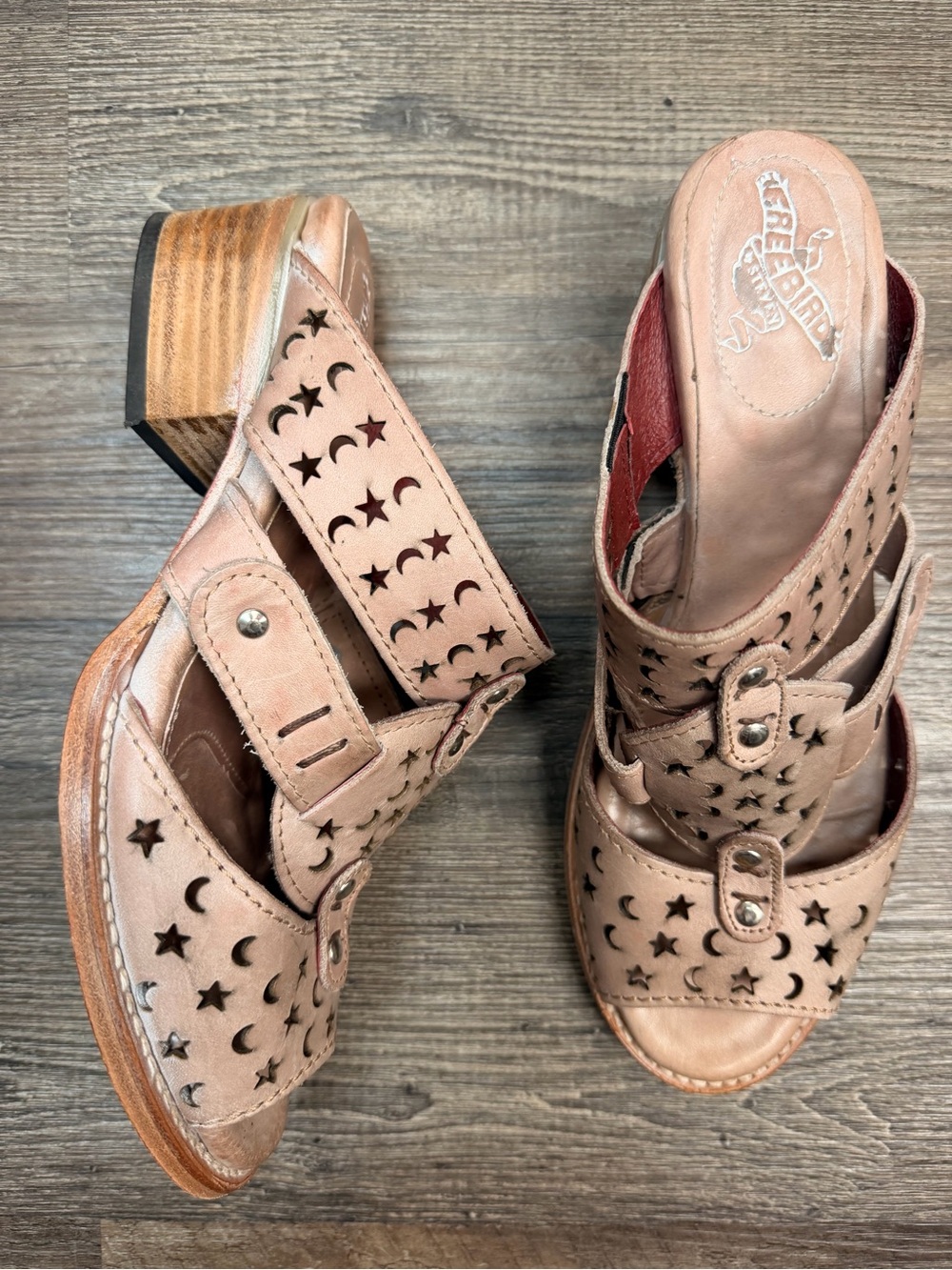 FreeBird Moonstar Blush Leather Mules Shoe Size 9